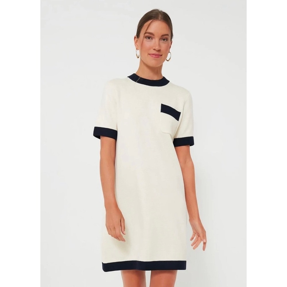 Tuckernuck Merritt Knit Wool Blend Navy Cream Mini Dress (MSRP: $198) XXL